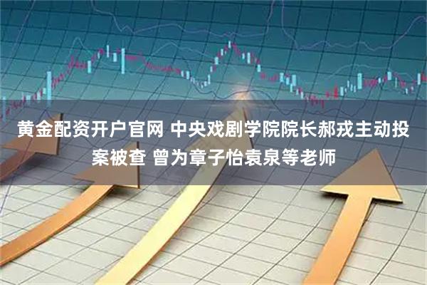 黄金配资开户官网 中央戏剧学院院长郝戎主动投案被查 曾为章子怡袁泉等老师